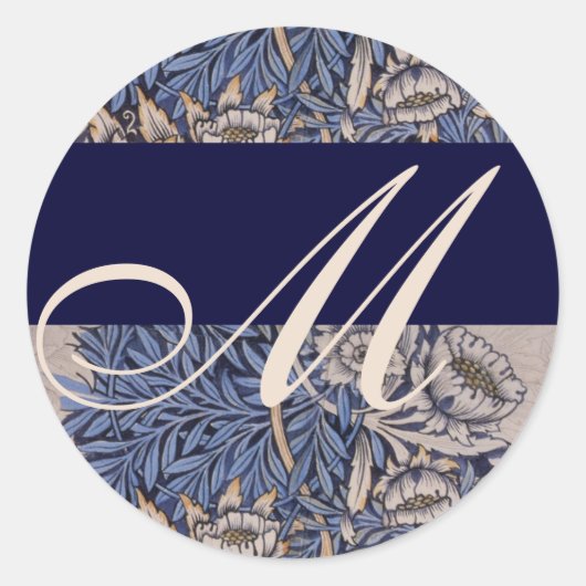 Rond Sticker Mariage Motif Monogram William Morris (Devant)