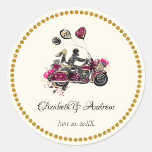 Rond Sticker Mariage Motorcycle
