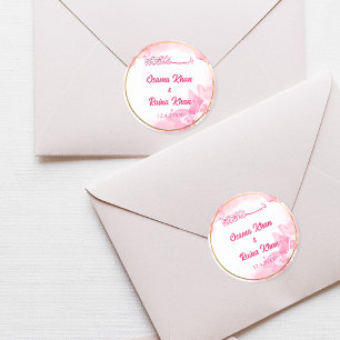 Rond Sticker Mariage musulman rose floral