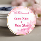 Rond Sticker Mariage musulman rose floral