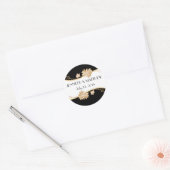 Rond Sticker Mariage noir, blanc et or intemporel (Enveloppe)