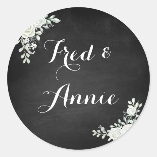 Rond Sticker Mariage noir et blanc (Devant)