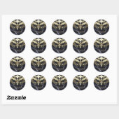 Rond Sticker Mariage noir masqué or (Feuille)