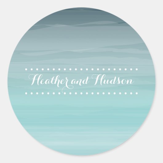 Rond Sticker Mariage Ombré turquoise (Devant)