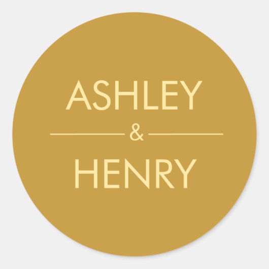 Rond Sticker Mariage or moderne, Sceau d'enveloppe (Devant)