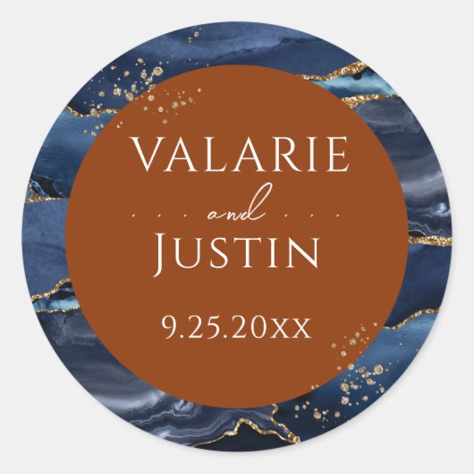 Rond Sticker Mariage orange brûlé (Devant)