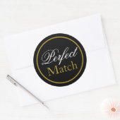 Rond Sticker Mariage "Parfait" - Or noir (Enveloppe)