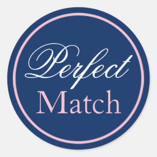 Rond Sticker Mariage "Parfait" Rose/Marine