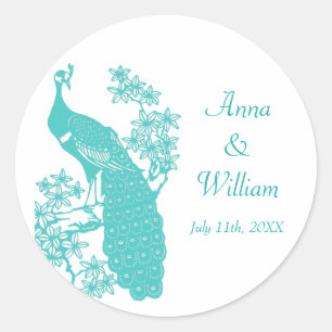 Rond Sticker Mariage Peacock