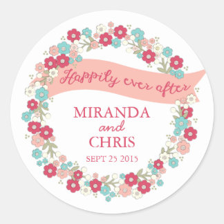 Rond Sticker Mariage personnalisé Garden Love Wreath