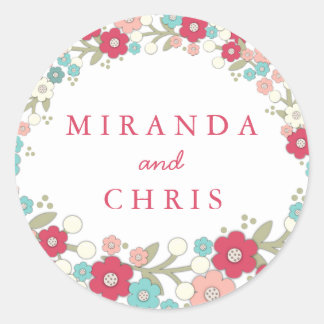 Rond Sticker Mariage personnalisé Garden Love Wreath