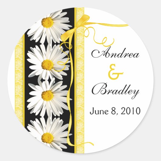 Rond Sticker Mariage personnalisé Shasta Daisy (Devant)