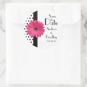 Rond Sticker Mariage Pink Daisy Black White Polka (Sac)