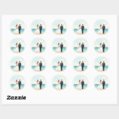 Rond Sticker Mariage Plage Couples (Feuille)