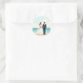 Rond Sticker Mariage Plage Couples (Sac)