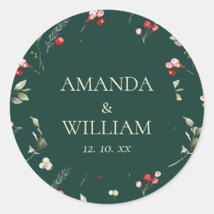 Rond Sticker Mariage pour Berry d'hiver