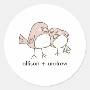 Rond Sticker Mariage pour enveloppes de Lovebirds lunai