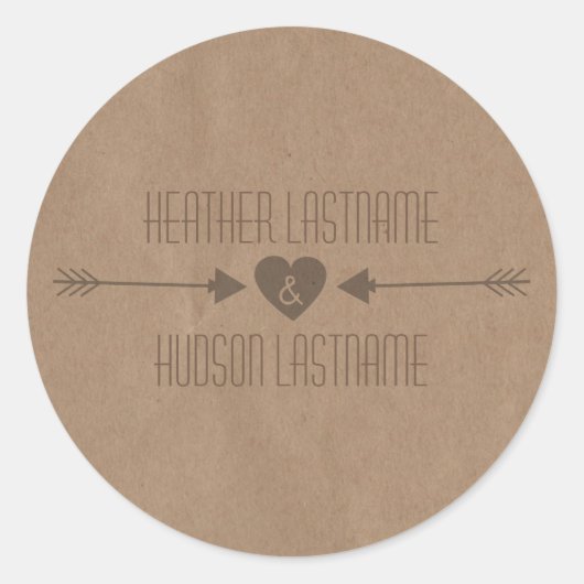 Rond Sticker Mariage pour flèches Brown inspirées du pa (Devant)