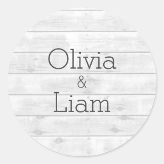 Rond Sticker Mariage pour le grain de bois blanc rustiq