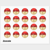 Rond Sticker Mariage pour les flocons rouges et or (Feuille)
