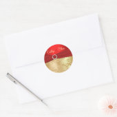 Rond Sticker Mariage pour les flocons rouges et or (Enveloppe)