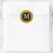 Rond Sticker Mariage pour monogramme M d'or d'automne (Sac)