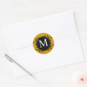 Rond Sticker Mariage pour monogramme M d'or d'automne (Enveloppe)