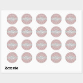 Rond Sticker Mariage pour monogramme rose élégant (Feuille)