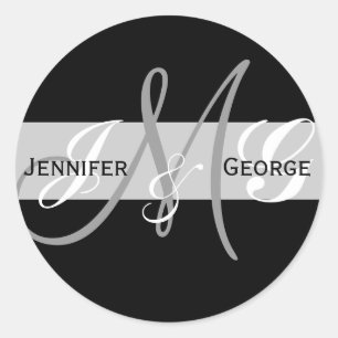 Rond Sticker Mariage pour trois lettres Monogrammes Ini