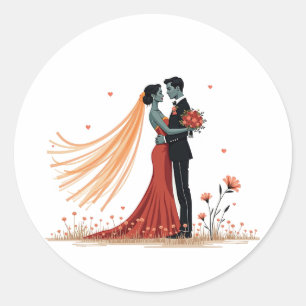 Rond Sticker Mariage Romance Couple