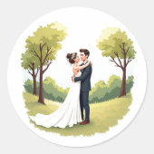 Rond Sticker Mariage romantique (Devant)