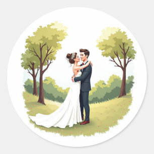 Rond Sticker Mariage romantique