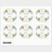 Rond Sticker Mariage rose et olives (Feuille)