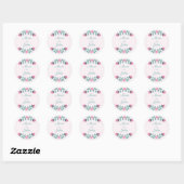 Rond sticker mariage rose feuille et fleurs (Feuille)