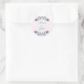 Rond sticker mariage rose feuille et fleurs (Sac)