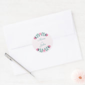 Rond sticker mariage rose feuille et fleurs (Enveloppe)