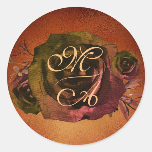 Rond Sticker Mariage Rose foncé Goth Monogram (Devant)