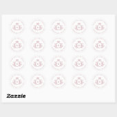 Rond Sticker Mariage rose Monogramme Or (Feuille)