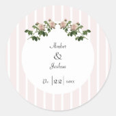 Rond Sticker Mariage rose pâle romantique (Devant)