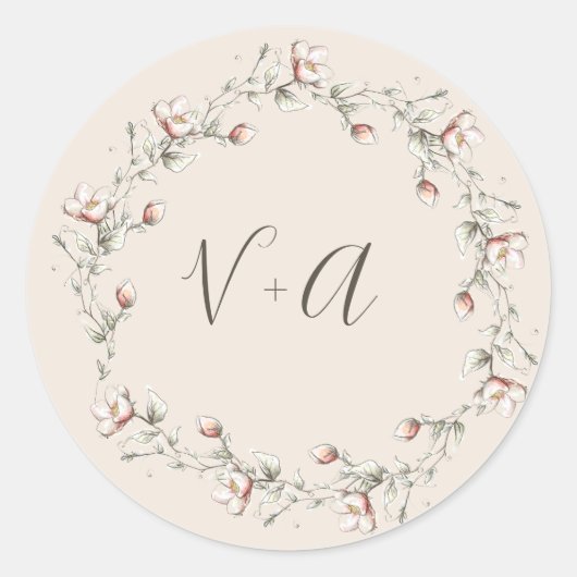 Rond Sticker Mariage Rose sauvage (Devant)
