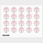 Rond Sticker Mariage Rose Whimsical Quirky Main Tirée (Feuille)