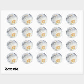 Rond Sticker Mariage Roses Blanches et Blanches (Feuille)