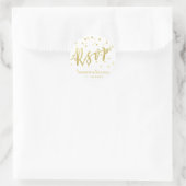 Rond Sticker Mariage RSVP Gold Brush Script & Confetti (Sac)