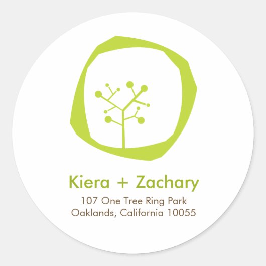 Rond Sticker Mariage Rustic Forest Tree (Devant)