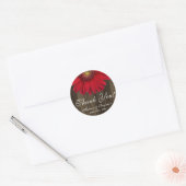 Rond Sticker Mariage Rustic Red Gerber Daisy (Enveloppe)