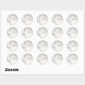 Rond Sticker Mariage Rustique Birch Winter White Snowy (Feuille)