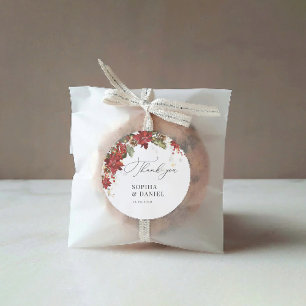 Rond Sticker Mariage Rustique Pine Poinsettia