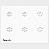 Rond Sticker Mariage Silver&Gold Monogram avec nom (Feuille)