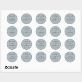 Rond Sticker mariage Simple Faveur Dusty Blue Script (Feuille)