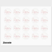 Rond Sticker Mariage simple moderne Red Loopy Love Hear (Feuille)